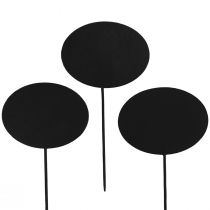 Itens Placas de madeira para estaca de jardim oval preta 19 cm 12 unidades