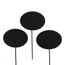 Itens Estacas de cama Estacas de jardim Placas de madeira ovais pretas H17,5 cm Pacote de 12