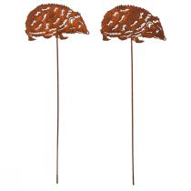 Itens Estaca de jardim ouriço metal ferrugem outono 15x8cm 4 peças