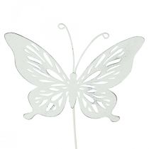 Estacas de jardim borboleta de metal branco 14×12,5/52cm 2uds