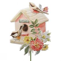 Estacas de jardim pássaros de metal, estacas de plantas decoração de casa de pássaros 76,5 cm