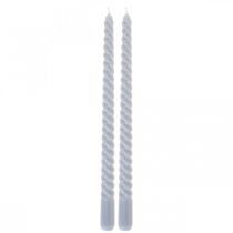 Velas retorcidas velas cônicas azul claro Ø2,2cm A30cm 2uds