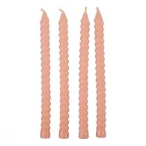 Itens Velas torcidas velas em espiral rosa claro Ø1,4cm Alt.18cm 4 unidades