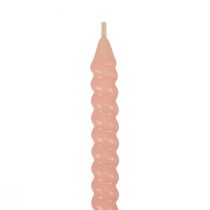 Itens Velas torcidas velas em espiral rosa claro Ø1,4cm Alt.18cm 4 unidades