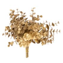 Itens Ramo decorativo artificial de eucalipto, na cor dourada, para decoração de mesa, 24 cm