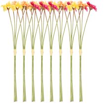 Itens Buquê de flores artificiais de gérbera para decoração fresca e fácil de cuidar, 47 cm, 32 peças.