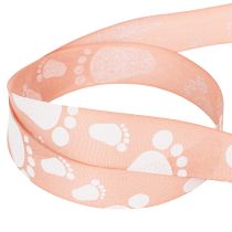 Itens Fita de presente para pezinhos de bebê, decoração de batizado, fita rosa, 25mm, 16m