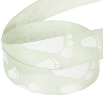 Itens Fita de presente para decoração de pezinhos de bebê, batizado, verde, 25mm, 16m