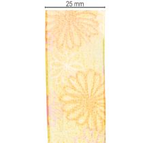 Itens Fita para presentes, fita de organza floral, amarelo/laranja, 25 mm x 18 m