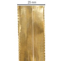 Itens Fita dourada para presentes com borda de arame, 25 mm de largura, 25 m de comprimento.