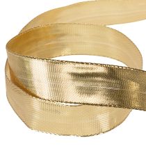 Itens Fita dourada para presentes com borda de arame, 25 mm de largura, 25 m de comprimento.
