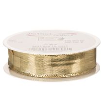 Itens Fita dourada para presentes com borda de arame, 25 mm de largura, 25 m de comprimento.