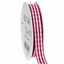 Itens Fita de presente xadrez vermelha 15mm 20m