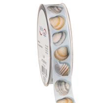 Itens Fita de presente decoração marítima conchas azul 25mm 15m