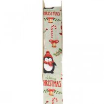 Fita de presente Feliz Natal pinguins Fita de Natal 25mm 8m