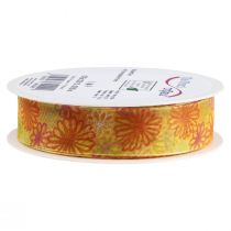 Itens Fita para presente flores fita de organza amarelo laranja 25mm 18m