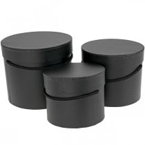 Caixa de presente redonda Flowerbox preto Ø12,5/14,5/16,5cm conjunto de 3