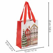 Itens Sacola de presente de Natal com casinhas e árvore de Natal, 16 cm, 2 peças