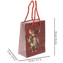 Itens Sacola de presente de Natal com estampa de rato, 16 cm, 2 unidades
