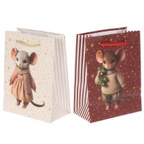 Itens Sacola de presente de Natal com estampa de rato, 16 cm, 2 unidades