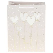 Itens Sacola de presente “recém-casados” com alças bege 18×10×23cm 2 unidades
