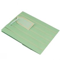 Itens Saco de presente listras verdes claras douradas 18×10×23cm 1ud