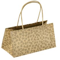 Itens Sacola de presente de papel com folhas marrons naturais 20×10×10cm 6 unidades