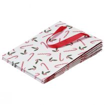 Itens Saco de presente de Natal com alças vermelho branco 24×18×8cm 4 unidades