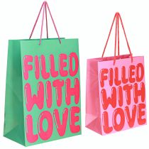 Itens Sacola de presente com alças “Cheio de Amor” H36/23cm conjunto de 2