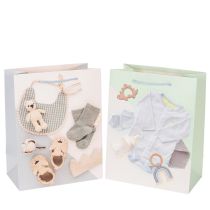Itens Sacola de presente para bebê menino - Ideal para presentear no nascimento - 23 cm - 2 unidades