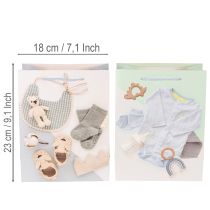 Itens Sacola de presente para bebê menino - Ideal para presentear no nascimento - 23 cm - 2 unidades