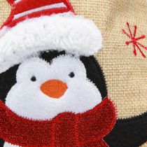 Itens Sacos de presente Natal Papai Noel juta look 20×23cm 3 unidades
