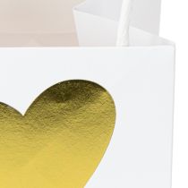 Itens Sacos para presente com alças papel branco dourado 8,5×8,5×8cm 12 un