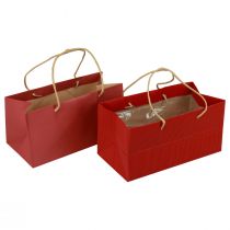 Sacos para presentes sacos de papel vermelhos com alça 24×12×12cm 6 unidades