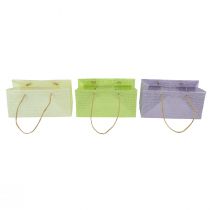 Sacos para presentes tecidos com alças verde, amarelo, roxo 20×10×10cm 6 unidades