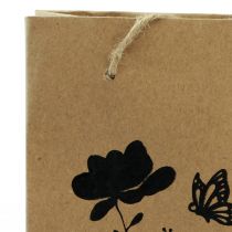 Itens Sacos para presente com alças papel preto natural 12×15cm 6 unidades