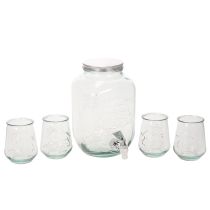 Itens Dispensador de Bebidas em Vidro com Torneira e Conjunto de 4 Copos, 25,5 cm