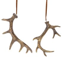 Itens Pingentes decorativos rústicos em forma de chifre para parede ou árvore, 15 cm, conjunto de 6 peças