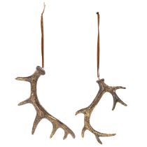 Itens Pingentes decorativos rústicos em forma de chifre para parede ou árvore, 15 cm, conjunto de 6 peças