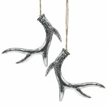 Itens Chifres de cabide Deco de prata antigo 12 cm x 11 cm 4 unidades