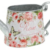 Jarro decorativo nostálgico, jarro de metal, floreira com rosas A15,5cm L28,5cm