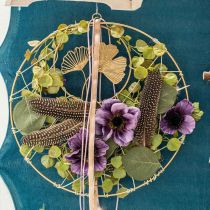 Gancho de ouro ginkgo deco decoração de metal vintage Ø16cm 3 peças