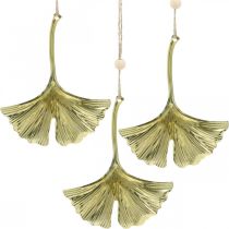 Itens Pingente de folha de ginkgo, decoração do advento, decoração de metal para outono dourado L12cm 12 peças