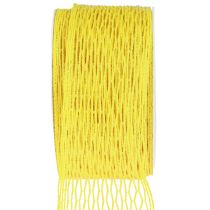 Fita de rede, fita de grade, fita decorativa, amarela, reforçada com arame, 50 mm, 10 m