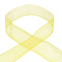 Fita de rede, fita de grade, fita decorativa, amarela, reforçada com arame, 50 mm, 10 m