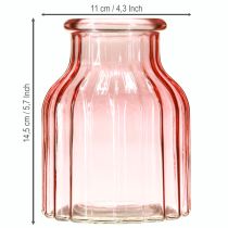Itens Vaso de vidro para flores retrô rosa tingido Ø11cm H14,5cm 2 peças