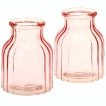 Itens Vaso de vidro para flores retrô rosa tingido Ø11cm H14,5cm 2 peças