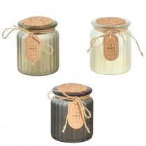 Itens Velas perfumadas em vidro com tampa de cortiça de sândalo Alt.9cm 3 unidades