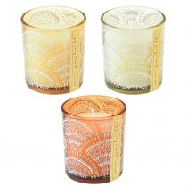 Itens Velas perfumadas em vidro com tampa de madeira de sândalo Alt.8,5cm 3 un.