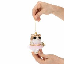 Itens Enfeites de vidro em forma de gato com tutu para decoração de árvore de Natal, 11 cm, 2 peças.